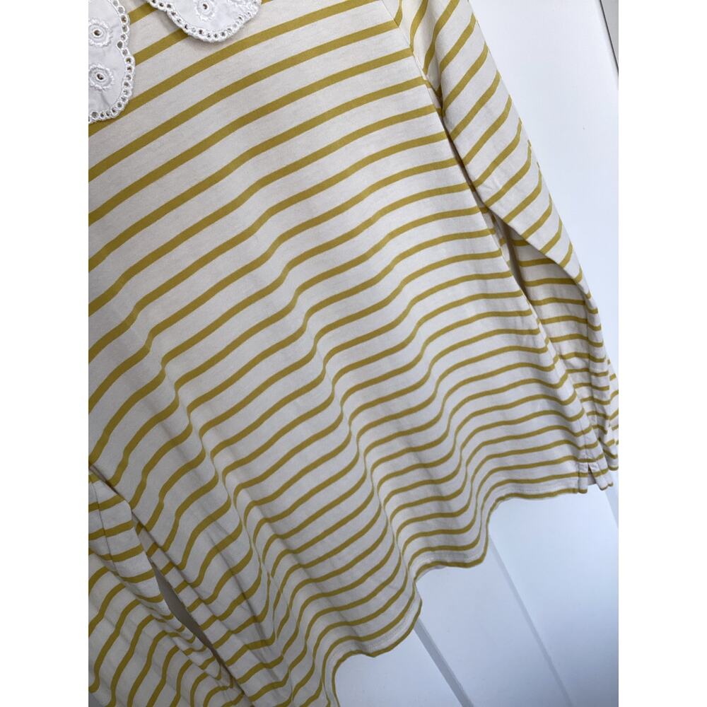 Boden top Kathleen Yellow white stripped eyelet Peter Pan collar‎ knit Top shirt - Picture 4 of 11